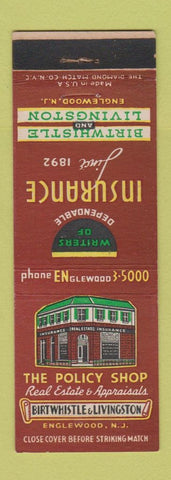 Matchbook Cover - Policy Shop Insurance Englewood NJ