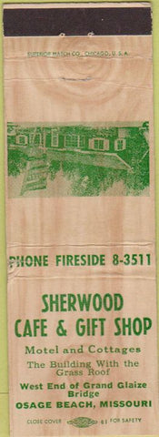 Matchbook Cover - Sherwood Cafe Gilt Shop Osage Beach MO