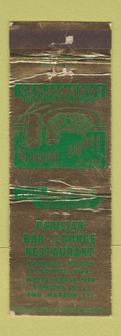 Matchbook Cover - Parisian Bar Lounge Pomona NJ WORN