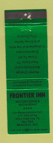 Matchbook Cover - Frontier Inn Motor Lodge Restaurant Branson MO WORN