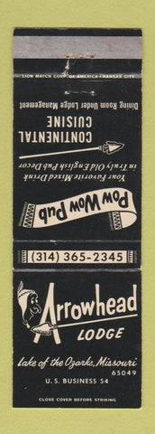 Matchbook Cover - Arrowhead Lodge Lake of the Ozarks MO Indian