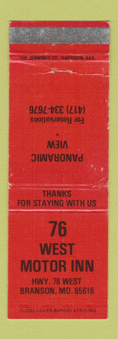 Matchbook Cover - 76 West Motor Inn Branson MO WEAR