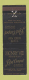 Matchbook Cover - Henvry VII Restaurant Red Carpet Inn Bridgeton MO WORN