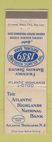 Matchbook Cover - Atlantic Highlands National Bank NJ