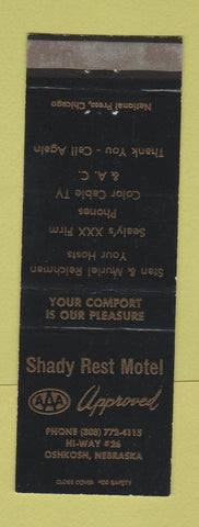 Matchbook Cover - Shady Rest Motel Oshkosh NE