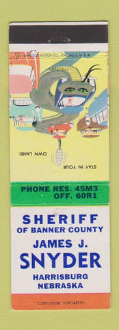 Matchbook Cover - James Snyder Harrisburg NE Sheriff Banner County