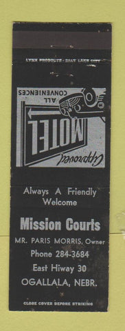 Matchbook Cover - Mission Courts Motel Ogallala NE WEAR