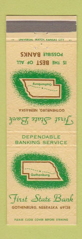 Matchbook Cover - First State Bank Gothenburg NE