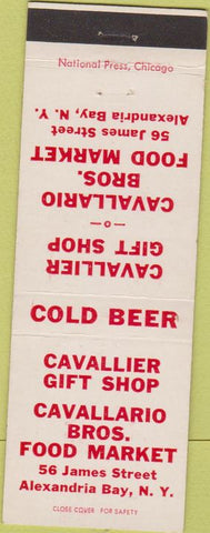 Matchbook Cover - Cavallier Gift Shop grocery Alexandria Bay NY