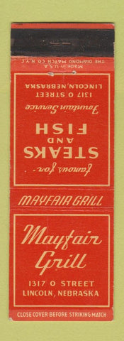 Matchbook Cover - Mayfair Grill Restaurant Lincoln NE