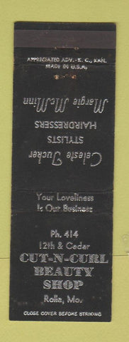 Matchbook Cover - Cut n Curl Beauty Shop Rolla MO WEAR