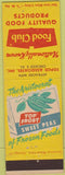 Matchbook Cover - Food Club Sweet Peas Frozen Chicago IL