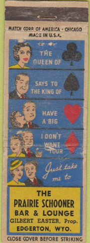 Matchbook Cover - Prairie Schooner Bar Edgerton WY WORN