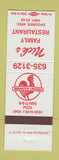 Matchbook Cover - Nick's Family Restaurant chicken pizza Spooner WI