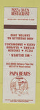 Matchbook Cover - Papa Bear's Restaurant pizza Canton OH
