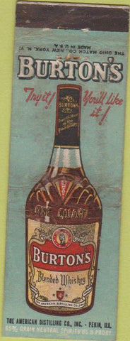 Matchbook Cover - Burton's Whiskey WORN