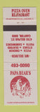Matchbook Cover - Papa Bear's Restaurant pizza Canton OH