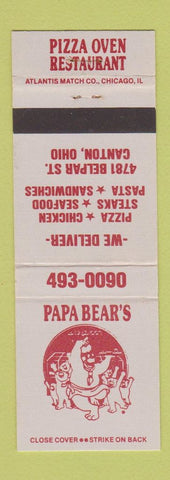 Matchbook Cover - Papa Bear's Restaurant pizza Canton OH