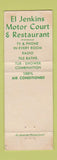Matchbook Cover - El Jenkins Motor Court Tupelo MS WORN BLACK