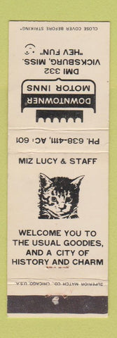Matchbook Cover - Downtowner Motor Inns Vicksburg MS cat