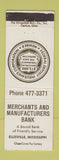 Matchbook Cover - Merchants and Manufacturers Bank Ellisville MS