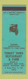 Matchbook Cover - Turkey Town Restaurant Farm Macedon NY low phone #