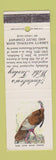 Matchbook Cover - Audubon's Wild Turkey Liberty Bank Louisville KY