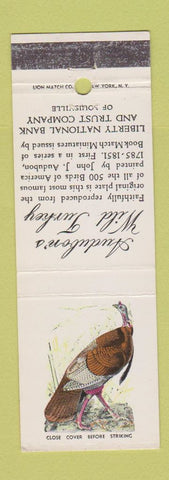 Matchbook Cover - Audubon's Wild Turkey Liberty Bank Louisville KY