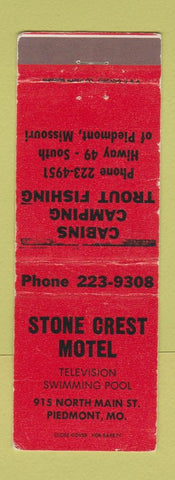 Matchbook Cover - Stone Crest Motel Piedmont MO WORN trout fishing