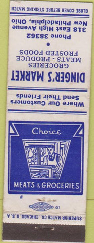 Matchbook Cover - Dinger's Market New Philadelphia OH