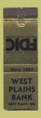 Matchbook Cover - West Plains Bank MO