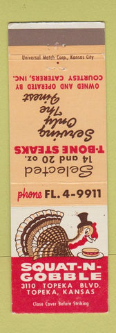 Matchbook Cover - Squat N Gobble Restaurant turkey Topeka KS
