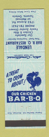 Matchbook Cover - Lendale BBQ Restaurant rooster Toronto ON