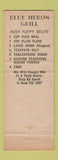 Matchbook Cover - Blue Heron Grill St Augustine FL