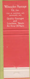 Matchbook Cover - Milwaukee Sausage WI