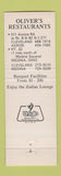 Matchbook Cover - Oliver's Restaurant Cleveland Akron Medina OH