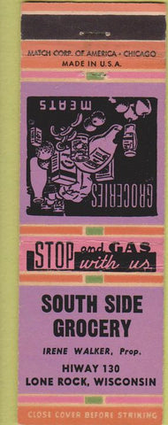 Matchbook Cover - South Side Grocery Lone Rock wI