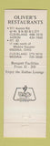 Matchbook Cover - Oliver's Restaurant Cleveland Akron Medina OH