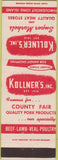 Matchbook Cover - Kollner's Inc County Fair Pork Products veal lamb