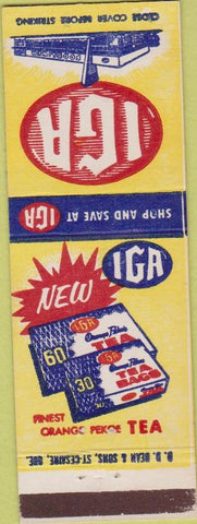 Matchbook Cover - IGA Grocery Stores Orange Tea