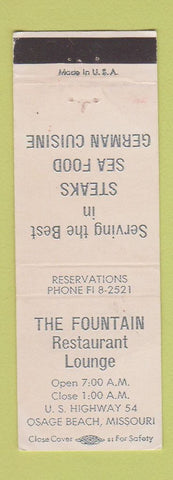 Matchbook Cover - Fountain Restaurant Lounge Osage Beach MO WEAR
