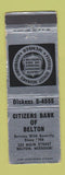 Matchbook Cover - Citizens Bank of Belton MO WORN