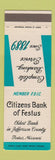 Matchbook Cover - Citizens Bank of Festus MO