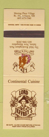 Matchbook Cover - Lord Jeffrey's Restaurant Amherst NH