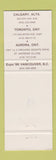 Matchbook Cover - The Uniform Irish Rovers Free House Calgary AB Toronto ON