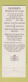 Matchbook Cover - Oliver's Restaurant Cleveland Akron OH