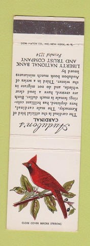 Matchbook Cover - Audubon's Cardinal Liberty National Bank Louisville KY