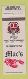 Matchbook Cover - Mac's Lobster Restaurant Somers Point NJ