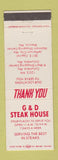 Matchbook Cover - G&D Steak House Mexico Jefferson City Columbia MO