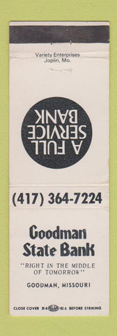 Matchbook Cover - Goodman State Bank Goodman MO